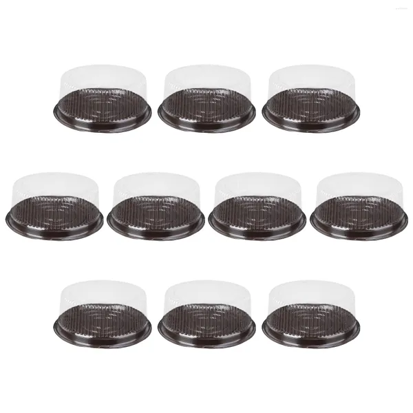 Einwegbecher, Strohhalme, 10 Stück, 20,3 cm, transparent, für Kuchen, Bäckerei, runde Form, Kunststoffboxen, Käse, Mousse, Verpackung, Lebensmittelboxen (schwarz)