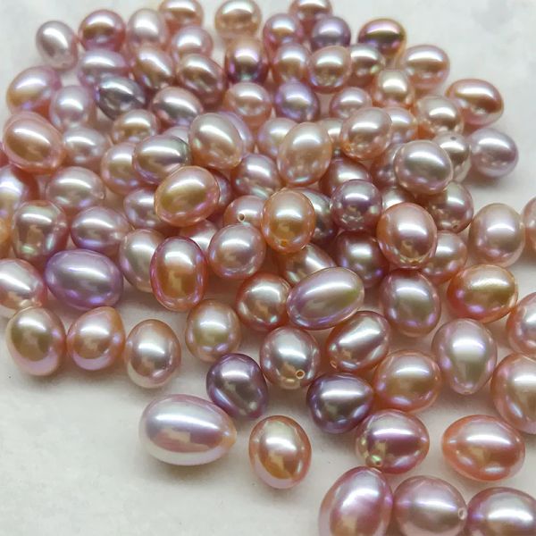 Componenti Più popolari Forma di riso Perle naturali sciolte 5x7mm7x12mm mezzo foro bianco/rosa/viola/perle d'acqua dolce senza foro per orecchini