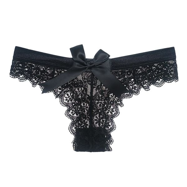 Calcinha para mulheres Crochet Lace Up Panty Sexy Hollow Out Roupa Bowknot Wave Lace Lovel