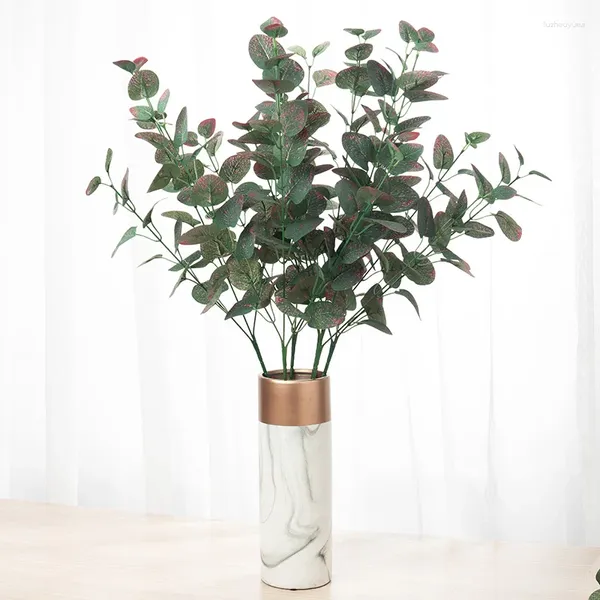 Flores decorativas 68cm plantas artificiais seda longo ramo verde eucalipto folhas planta falsa para casa decoração de casamento parede de alta qualidade