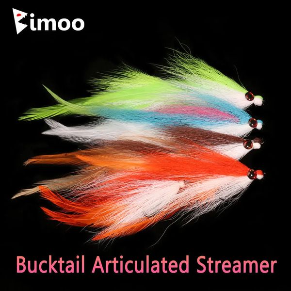 Bimoo 1 PC Bucktail Articulado Streamer Fly Big Fish Spine Streamer Big Game Peixe Mar Pesca Pike Bass Truta Iscas De Pesca Isca 240315