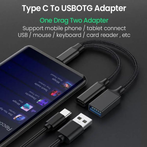 2 в 1 USB C OTG Adapter Type C To USB -кабель преобразователя с портом зарядки PD для ноутбука OnePlus