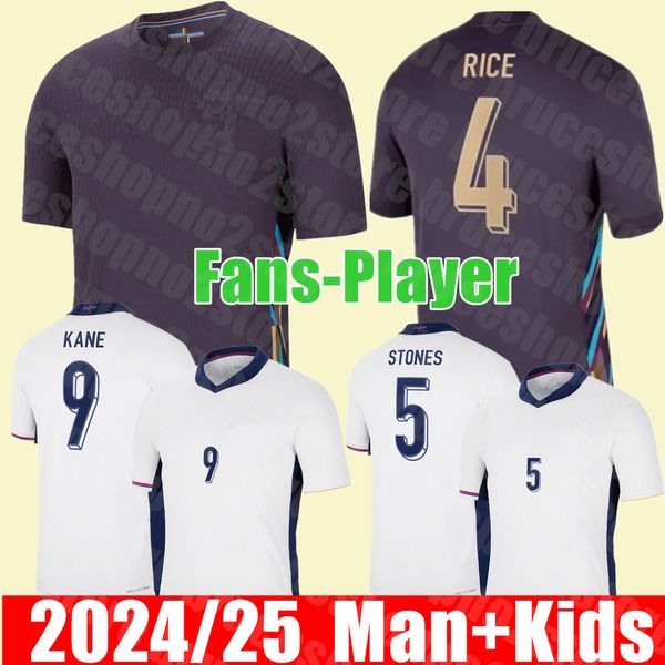 Nova marca 2024 2025 Euro / Cup EnglandS National Team Soccer Jerseys BELLINGHAM KANE home away RICE SKA FODEN RASHFORD STERLING STONES fãs jogador camisa de futebol