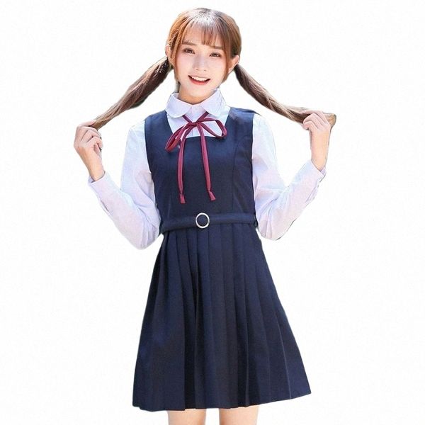 Estudantes da escola japonesa Uniforme Primavera Naval College Style Sailor Clothing Suit Coreano Girls Costume Define y34a #