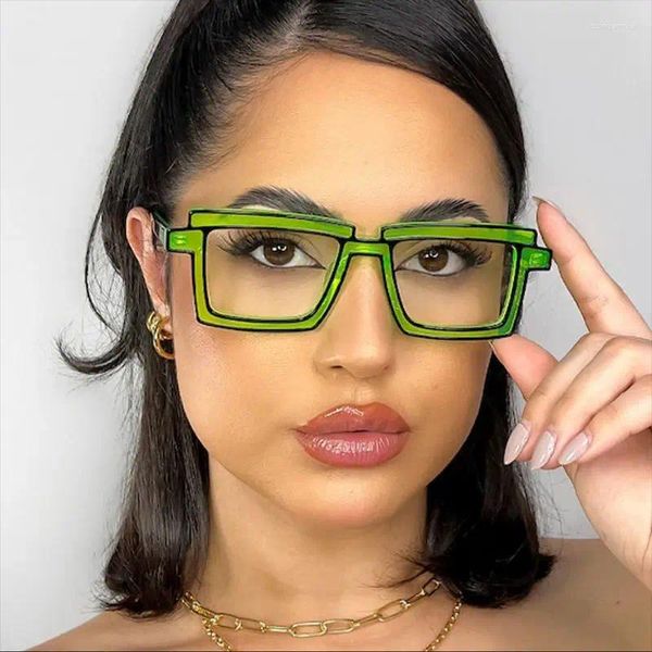 Montature per occhiali da sole Design alla moda Occhiali anti-luce blu per donne Occhiali da vista Occhiali da vista unici da donna Vetro patchwork quadrato