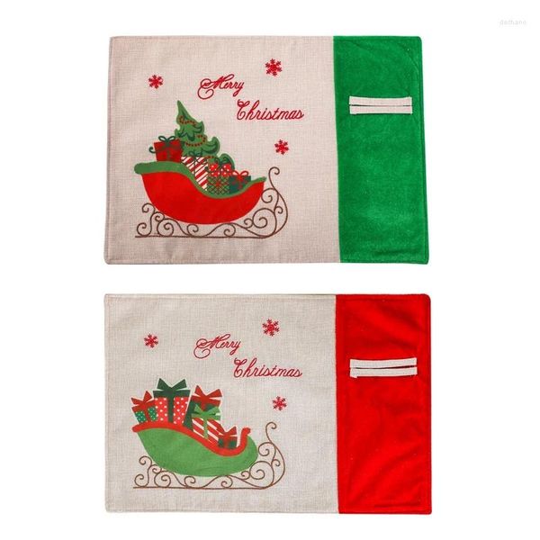 Tovagliette da tavola Merry Christmas tovagliette set da 2 con auto regalo stampata antiscivolo lavabile 13 x 18 pollici