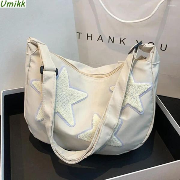 Umhängetaschen Damen Canvas Messenger Bag Verstellbarer Riemen Star Soft Crossbody Sling Pentagram Satchel Slouchy Travel