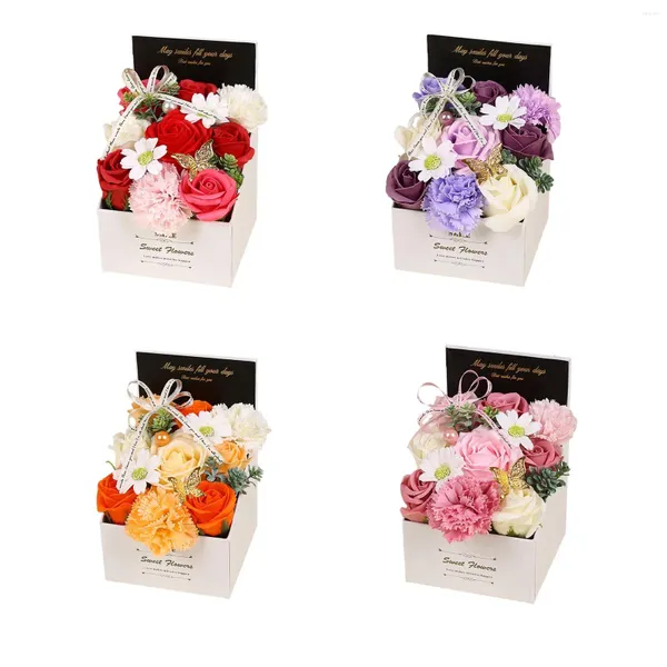 Flores decorativas sabão flor perfumada rosa realista cravo artificial para o dia dos professores atividades da empresa aniversário casamento amante