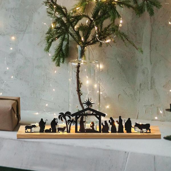 Mum Tutucular Noel Doğuş Advent Sahibi Kapalı Şömine Dekorasyon Demir Sanat Tealight Adtival Crown Candlestick Ofis Ev Dekor