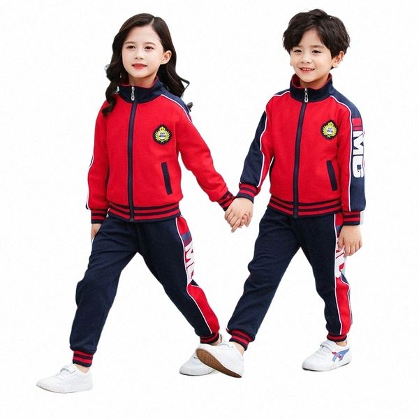 set di tute da ginnastica per l'uniforme della scuola materna primavera-autunno, set di abbigliamento sportivo per bambini uniforme scolastica, set di vestiti sportivi per bambini tuta scolastica I1b9 #