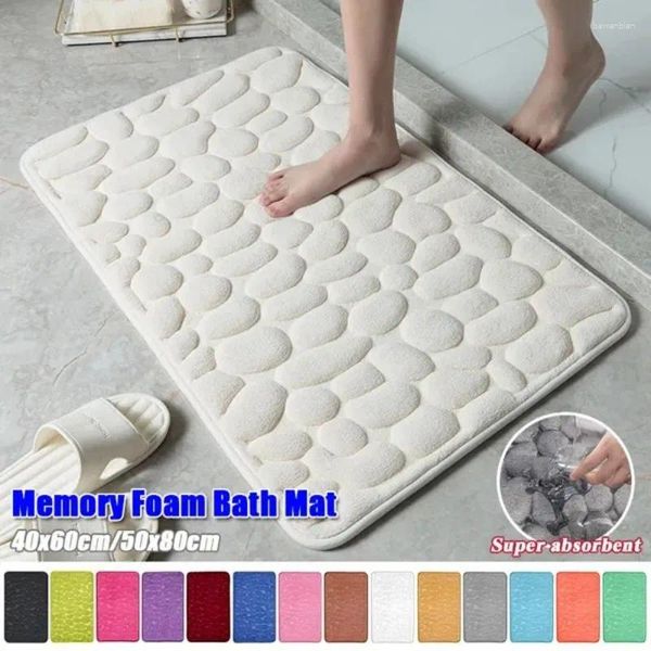 Tappetini da bagno Tappetino super assorbente Memory Foam Velluto corallo Antiscivolo Rapido assorbimento dell'acqua Morbido e confortevole Facile da pulire