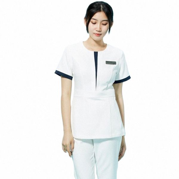 beleza Sal terno feminino verão roupas de trabalho spa uniforme conjunto hotel uniforme recepti v8ar #