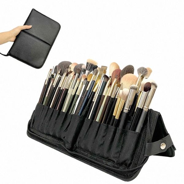 Borsa organizer per pennelli per trucco da 29 slot per donna Custodia per pennelli cosmetici per artista itinerante di grande capacità con cerniera V853 #