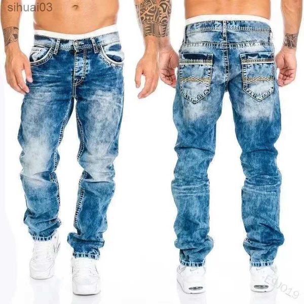 Мужские джинсы мужские джинсы модельер -дизайнер джинсовые брюки мужские рекламные брюки кнопки летающие джинсы Mensl2403