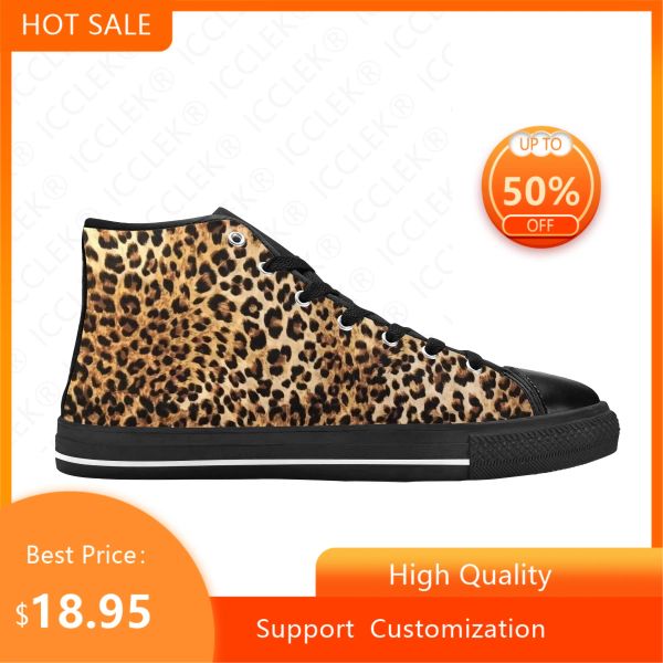 Schuhe Tier Panther Leopardenmuster Hautmuster Mode lässig Stoff Schuhe hohe Top bequeme atmungsaktive 3D -Druck Männer Frauen Sneaker