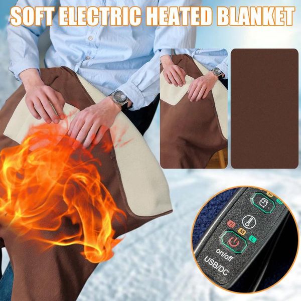 Coperte Riscaldatore USB Riscaldata Uso Coperta Portatile Caldo Elettrico Inverno Ufficio Copertura Auto 5V Tessili Per La Casa In Microfibra Flanella Fuzzy