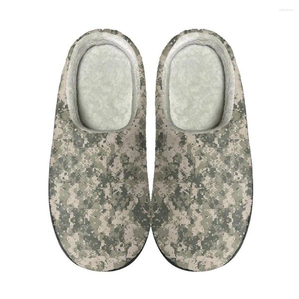 Hausschuhe mit Camouflage-Grafik, Heim-Baumwolle, benutzerdefinierte Herren-Damen-Sandalen, Plüsch, modisch, lässig, warm halten, Thermo-Slipper