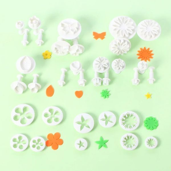 33pcs Kolben Fondantschneider Kuchen -Werkzeuge Keksschimmel Keksform DIY Craft 3D Backware Sets Neue Backformform Konditorei Shop für Fondantschneider