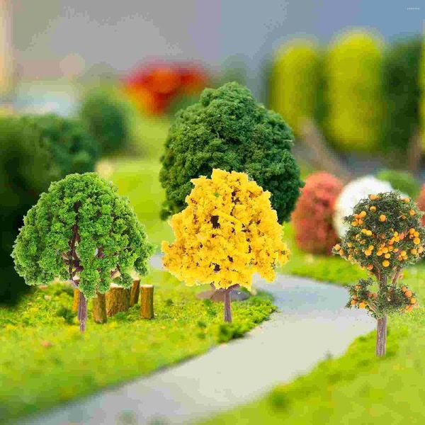 Fiori decorativi 8 pezzi Simulazione ornamenti per alberi Decorazioni per piante Alberi in miniatura Scenario Modello casa treno Piccola decorazione in plastica finta