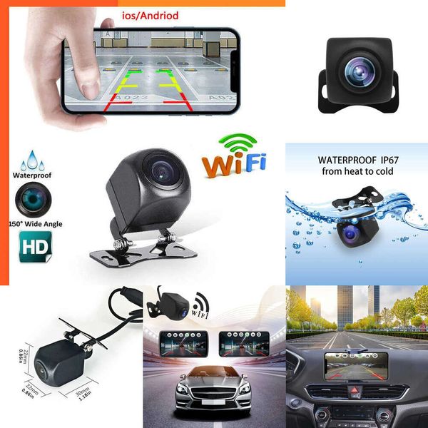 Atualizar nova traseira hd wifi carro vista lateral reversa câmera de backup para ios android sistema monitor do telefone móvel