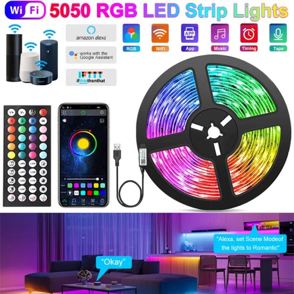 COLORRGB RGB 5050 LED WiFI LED -Strip Lichter Musik Synchronisation Alexa Smart Lights Strip für Party Room Decor TV Hintergrundbeleuchtung