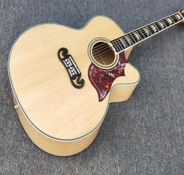 Естественный цвет Cutaway J200 Акустическая гитара Корпус из клена Guitarra Верхняя дека из массива ели Накладка на гриф из палисандра9864269