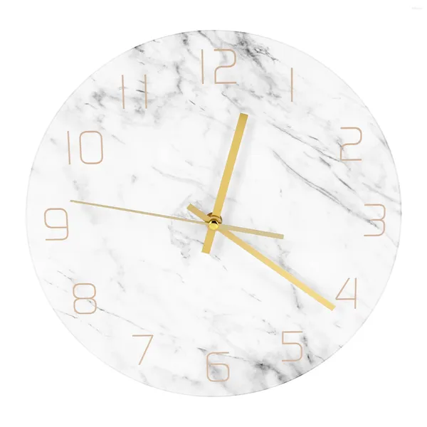 Relógios acessórios quartzo analógico silencioso relógio de parede de mármore 3d chique branco impressão moderna redonda relógio nórdico criatividade decoração de casa