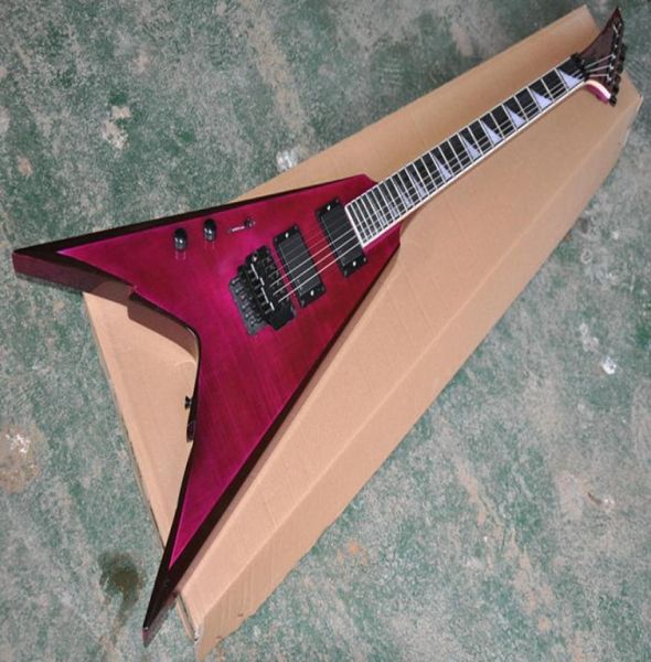 Chitarra elettrica Flying V personalizzata di fabbrica con 2 pickup Corpo in mogano Hardware nero Tastiera in palissandro personalizzabile7863037