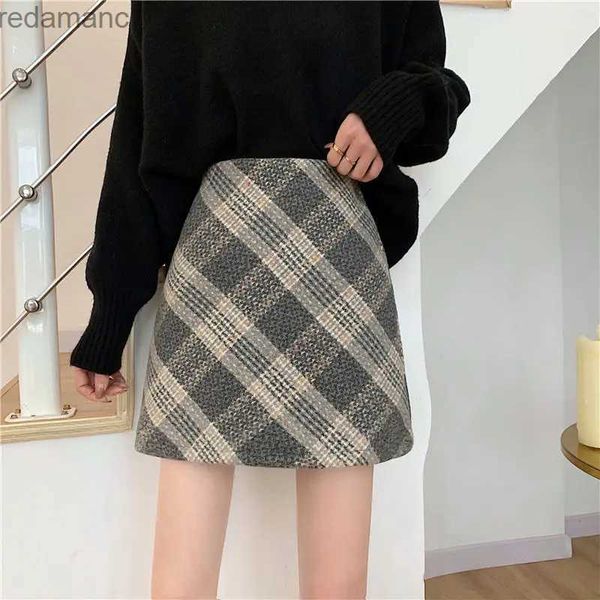 Röcke Skorts 2024 New Fashion Girl Next Door Modestil Hohe Taille A-Linie Rock Druck Plaid Damen Minikleid Lässige Damenbekleidung 240330