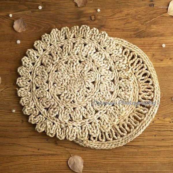 Coperte Coconut Born Pography Props Natural Rustic Pastole Weaving Decorative Modello a motivazione cuscino