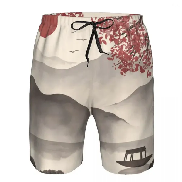 Pantaloncini da uomo Costume da bagno da spiaggia ad asciugatura rapida per uomo Acquerello Stile cinese Costumi da bagno Slip Board Abbigliamento da spiaggia ad asciugatura rapida