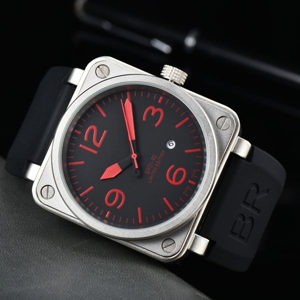 Square Watch Montre de Luxe Watchmen Designer Watch Top Luxury Brand Mechanical Watch Mens Business Leisure Watchs Bell Brown Кожаные часы Black Ross Rubber