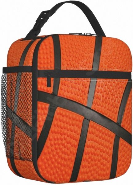 Sport Ball Basket Lunch Box Borsa da pranzo isolata portatile Mini Cooler Ritorno a scuola Kit di tote per pasti termici per ragazze Ragazzi 19Us #