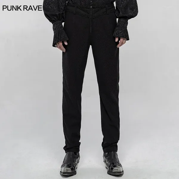 Ternos masculinos punk rave gótico lindo jacquard calças estilo simples fino ajuste escuro vestido de baile calças masculinas