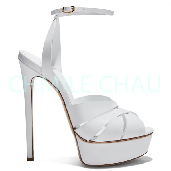 Kleid Schuhe Frauen Stiletto Thin High Heel Knöchelriemen Sandalen Sexy Hochzeit Abend Party Mode Große Größe Dame 37-CHC-30