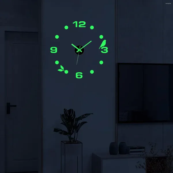Relógios de parede Relógio luminoso adesivos DIY silencioso sem moldura para cozinha sala de estar