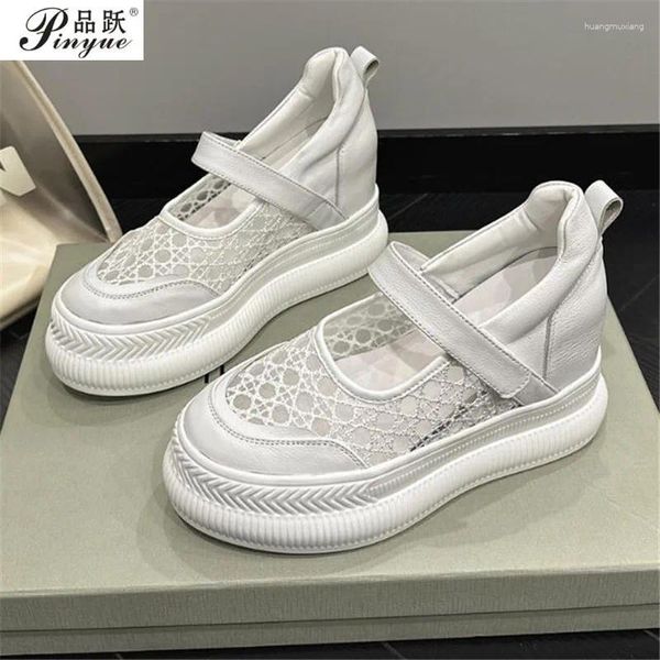 Scarpe Casual 9 centimetri Air Mesh Tacchi Spessi Stivaletti Alla Caviglia Estate Cava Stivali da Donna in Pizzo Traspirante Piattaforma Moto Cuneo Della Signora 34 39