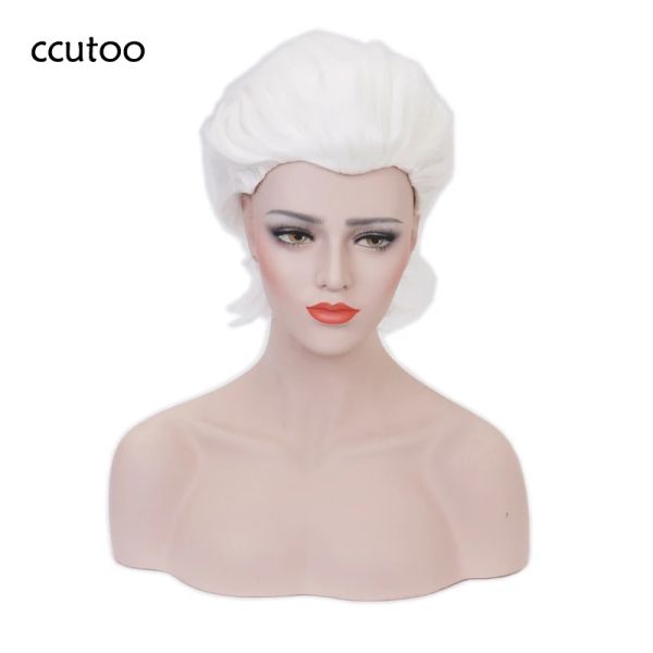 Perucas Ursula Cosplay Peruca A pequena Sereia Cabelo Sintético Curto Branco para Adulto + Peruca Cap