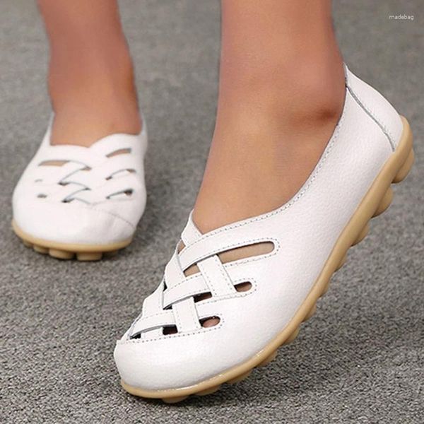 Sapatos casuais para mulheres 2024 verão plana mocassins de couro macio mocassins femininos ballet apartamentos enfermagem zapatos mujer elegante