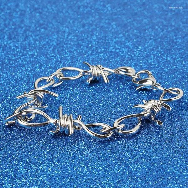 Charme pulseiras artesanais homens mulheres unisex corrente espinhos spur pulseira de metal resistente para jóias de praia de verão