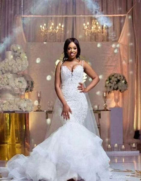 2020 nigerianische afrikanische Brautkleider in Übergröße Halblange Ärmel Top Spitze Sweep Zug Trauzeugin Abendkleider Günstig6598344