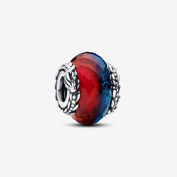 Dragons Dual Murano Glass Charm Pandoras 925 Sterling Silver Luxury Charm Set Pulseira Fazendo Frisado Charms Designer Colar Pingente Caixa Original Qualidade Superior