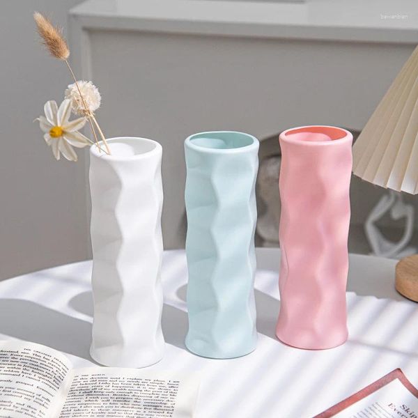 Vasi Vaso per fiori con diamanti nordici Vasi per disposizione in plastica resistente alle cadute per fiori da interno Ornamento da ufficio desktop