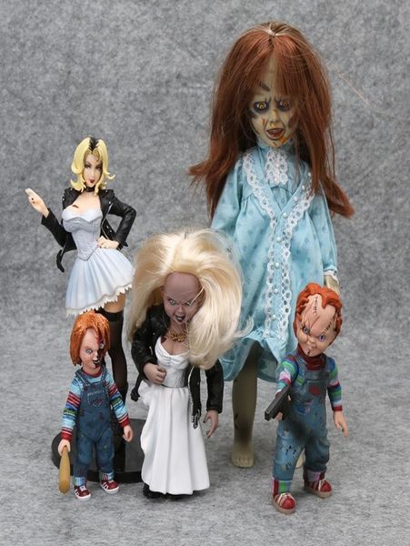 Neca Chucky Actionfiguren Child039s Play Good Guys Horrorpuppe Gruselige Braut von Chucky Living Dead Puppen PVC-Spielzeug Halloween-Geschenk Y6047075