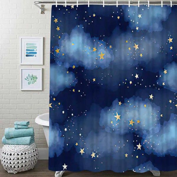 Tende da doccia Tenda colorata con cielo stellato Tessuto in poliestere impermeabile Decorazione da appendere al bagno con 12 ganci