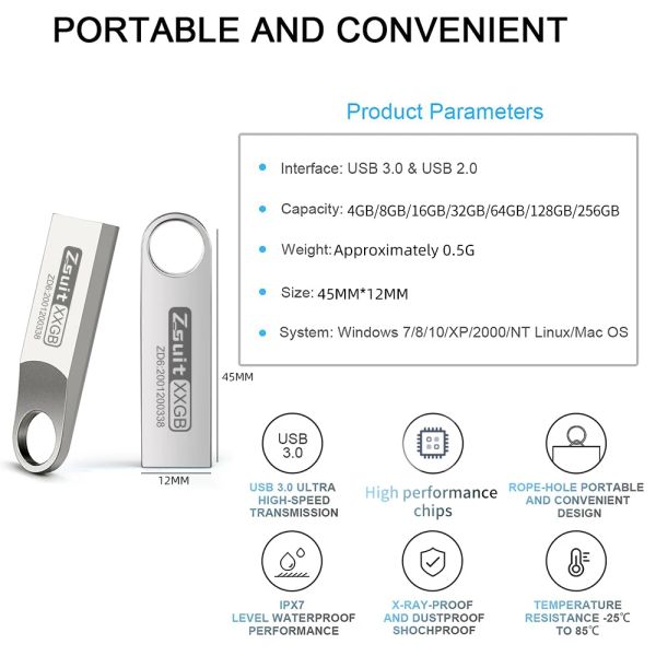 10pcs/Wholesale USB Stick Mini Pen Drive 4GB 3.0 USB Flash Drive Pendrive Memory Stick 32GB 64 GB Waterproof Metal Key Logo gratuito