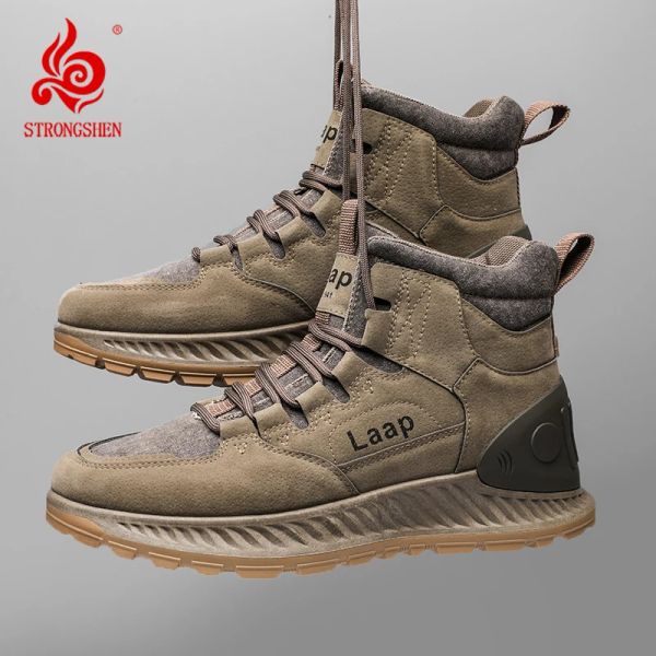 Stivali Stivali di alta qualità Stivali di alta qualità Stivali in pelle Scarpe di moda inverno caviglia casual stivali da esterno scarpe da trekking laceup stivali classici