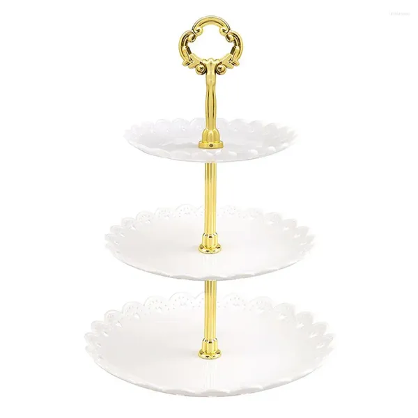 Set di posate Alzata per torta a 3 livelli Strumenti di decorazione Tè pomeridiano Piatti per matrimoni Stoviglie per feste Bakewarex Espositore per vassoio in plastica