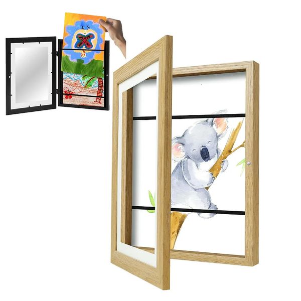 A4 8.5X11inch Crianças Art Frames Frente Magnética Aberta Mutável Crianças Frametory para Po Desenho Pinturas Imagens Display 240318