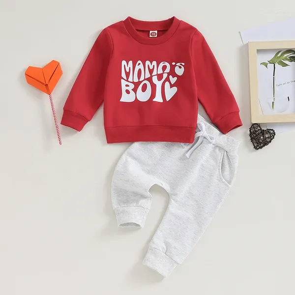 Abbigliamento set My First Valentines Day Baby Boy Outfit Toddler Pant Set Mama S Crewneck Spetshirt Jogger Autunno vestiti inverno